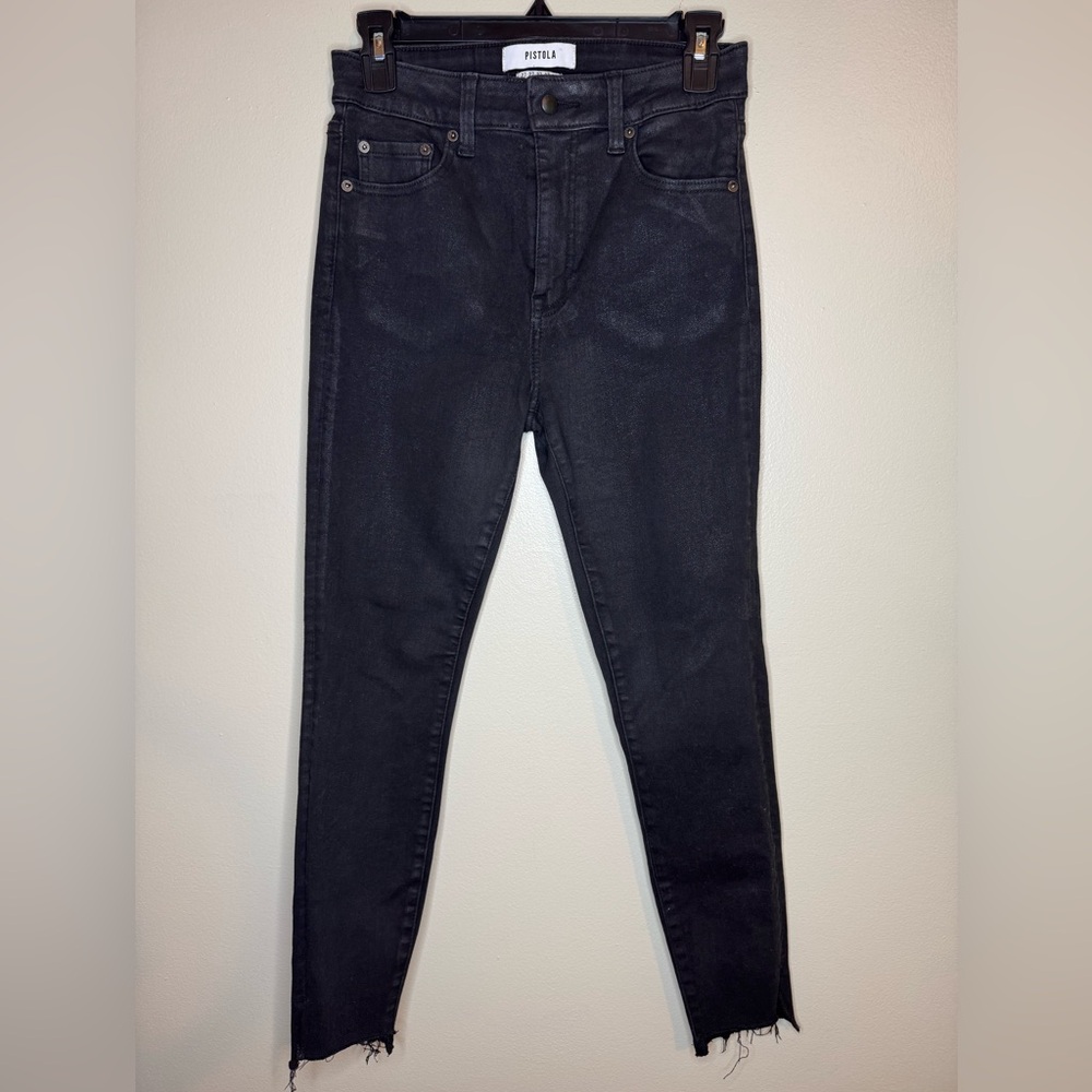 Pistola Black High Rise Skinny Jeans Raw Hem Women's 27